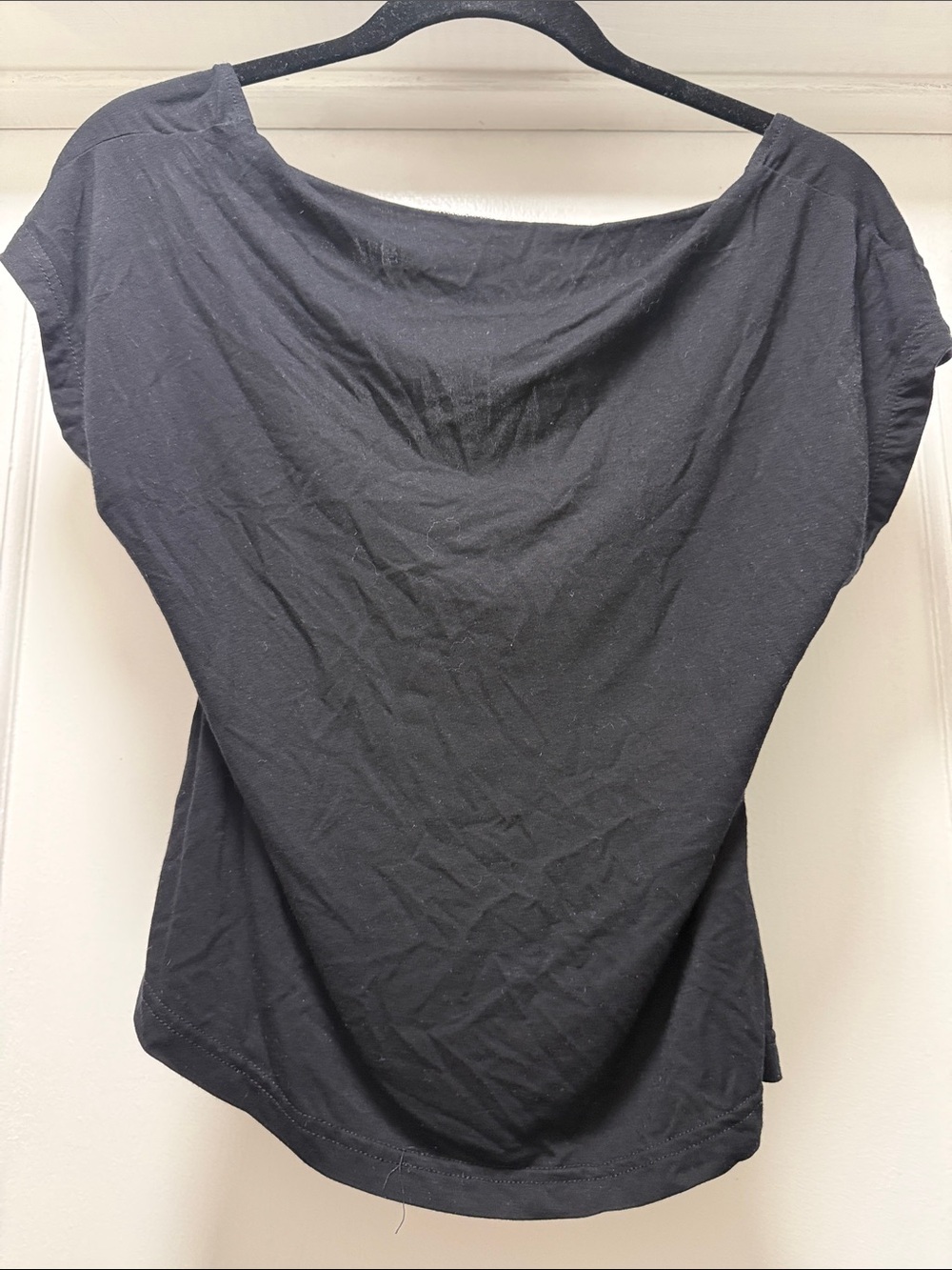 Black Women's Drape Neck Short Sleeve Top